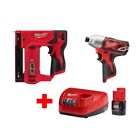 2462-20-2447-20-48-59-2420 Milwaukee Cordless Hex Impact Driver Crown Stapler Combo 0895101018029