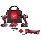 2893-22cx-2626-20 Milwaukee Cordless Hammer Drill Impact Driver Combo Kit 0895101017411