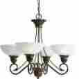 P4592-20 4-light Progress Lighting Pavilion Collection Hardwired Glass Standard Antique Bronze Chandelier 0785247145805