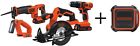 Bd4kitcdcrlbtr Black Decker Circular Saw Drill Radio Reciprocating Worklight 0885911000574