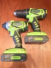 Cd24b00 - Id24b00 Greenworks Lithium Max Compact Drill Impact Driver Combo Set Batteries