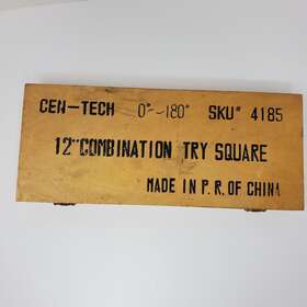 4185 Centech Cen-tech 12 Inch Combination Try Tri Square Sku 0-180 Degrees With Wooden Case