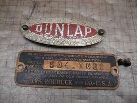 Dunlap 534.0601 Vintage Model 9 Inch Wood Lathe Name Badge Tag Logo Plate Old Parts