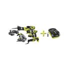P887-p131 Kit Combo Cordless 18-volt 5pc Charger Car Ryobi Lithium-ion