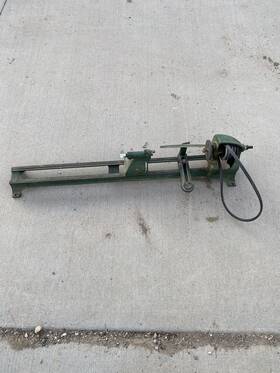O4fd903b Montgomery Ward Vintage Wood Lathe Bench Belt Drive Model Read