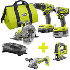 P1837-p423-p524 Ryobi One Cordless Brushless Combo Kit 0033287180110