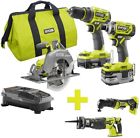 P1837-p517-p340 Ryobi One Cordless Brushless Combo Kit 0033287180363