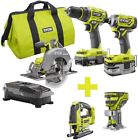 P1837-p601-p524 Ryobi Power Tool Combo Kit Cordless Brushless Motor 0033287180066
