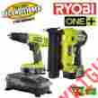 Zrp1886 P1886 Ryobi One 18v Li-ion Cordless Drill Driver Brad Nailer Combo Kit Recond 4883183155158