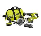 P883-p107 Ryobi 18-volt Lithium-ion Cordless Drill Circular Saw Combo 2 Battery