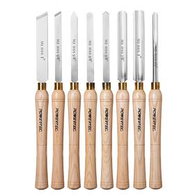 Powertec 843441122487 8 Pcs Wood Lathe Chisel Set Hss Steel Blades Tools Spindle Goug