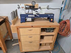 Rikon 814463012674 70-105 10 X 18 Inch 1/2 Hp Mini Lathe With Custom Made Rolling Stand