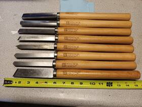 Windsor Design 332015112462 8pc Wood Lathe Chisel Turning Tool Set Woodworking Gouge Skew Parting Spearpoint