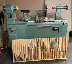 Woodfast Mc908 Woodgast Woodturning Lathe Steady Rest Tooling Robert Sorby Chisels