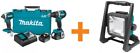 Xt269m-dml805 Makita Hammer Drill Impact Driver Flood Light Combo 0088381878920
