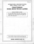 1938 Craftsman 101.06241 9" Wood Lathe-operating Instructions & Parts List. Fixed Price $20.24.