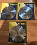 3 Vtg Emblem Plywood Novelty Combination Blade Lot Chrome Nickel Moly Steel Nos. Fixed Price $29.99.