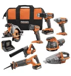Ridgid 18V Lithium-ion 8-TOOL Power Set Drill Saw Sander Vacuum Bag Orange. Fixed Price $449.99.