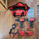 Craftsman Cordless Drill/impact Driver Set W/2 Batteries & Charger +bag, Manuals. Fixed Price $90.00.