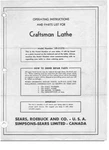 Sears Craftsman 109.21270 Lathe Instruction Manual & Parts List: Coil Bound. Fixed Price $17.95.