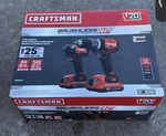 Craftsman V20 Brushless Rp Cordless 2-TOOL Kit W/2 Batteries & Charger CMCK211C2. Fixed Price $129.00.