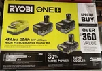 Ryobi One+ 18V Lithium-ion Starter Kit W/ 3 Batteries PSK108SB. Fixed Price $119.99.