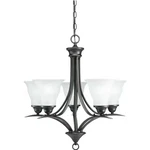 Progress Lighting Trinity 5-LIGHT Antique Broze Etched Glass Chandelier. Fixed Price $49.99.