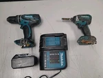 Makita XDT13Z 18V Lxt Brushless & XPH01 Drill. Charger Battery BL1840B. Fixed Price $110.00.