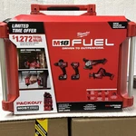 Milwaukee M18 Fuel 4-TOOL Combo Kit 3697-24PO. With Wheeled Pack Out Box. Fixed Price $859.00.