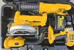 Dewalt 4 Piece Tool Set 18V Sawsall, Hammer Drill, Reciprocating, Light, Charger. Fixed Price $125.00.