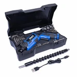 Realwork 4V Cordless Screwdriver With Li-ion Battery Case, Shaft, Bits, Drills. Fixed Price $12.00.