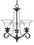 New Progress Lighting Bliss 3-LIGHT Antique Bronze Clear Fluted Glass Chandelier. Fixed Price $74.95.