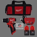 Milwaukee M12 3/8" Subcompact Drill Driver 3401-20 2X Batteries Charger Bag Kit. Fixed Price $138.98.