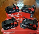 4X New Genuine Milwaukee 48-11-1815 M18 Red Lithium 1.5AH Compact Batteries. Fixed Price $139.99.