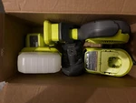 Ryobi One+ 8V Cordless 3-TOOL Campers Kit, Light, Speaker, Fan, Battery, Charger. Fixed Price $59.99.