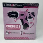 Pink Power Cordless Electric Screwdriver & Level Kit Light 6 Bits Sealed. Fixed Price $12.00.