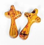 2X Olive Wood Holding/caring/comfort/praying Cross ,hand Made Jerusalem City. Fixed Price $19.85.