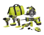Ryobi 18V Cordless 6-TOOL Combo Kit With 1.5 Ah Battery, 4.0 Charger. Fixed Price $249.00.