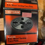 Nos New Craftsman 9- 22554 Wood Lathe 4" 4-INCH Turning Face Plate. Fixed Price $32.99.