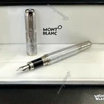 Hot Rare Montblanc Silver Fountain Pen Fine Nib Elegant Luxury Gift Box Set. Fixed Price $135.50.