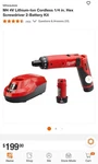 New Milwaukee M4 Cordless 1/4" Hex Screwdriver 2-BATTERY Kit 2101-22. Fixed Price $149.99.