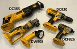 Used Dewalt 18 Volt Tools DC920, DCF826, DC410, DC385, DW908. Working. Fixed Price $200.00.