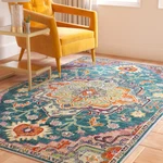 Safavieh Transitional Boho Oriental Medallion Area Rug Teal And Rose Crystal. Fixed Price $447.99.