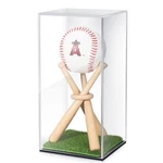 Baseball Display Case Wood Stand Acrylic Holder Box With Gr. Fixed Price $32.18.
