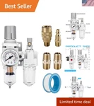 1/4" Npt Air Filter Lubricator With 0-150 Psi Gauge & Poly Bowl Efficient Set. Fixed Price $52.99.