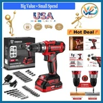 Deko Pro 20V Cordless Power Drill Set With Battery Charger, 2-SPEED, Red. Fixed Price $50.73.