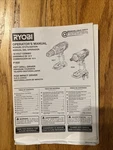 Ryobi P1832 P235 P277 Combo 18-VOLT Drill And Impact Driver Operator's Manual. Fixed Price $9.99.