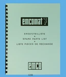 Emcomat 7 Lathe Service Parts List Manual *1250. Fixed Price $30.00.