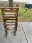 Antique Montgomery And Ward Wood Folding Bench Wringer. Fixed Price $200.00.