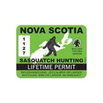 Nova Scotia Sasquatch Hunting Permit Sticker Decal. Fixed Price $49.99.